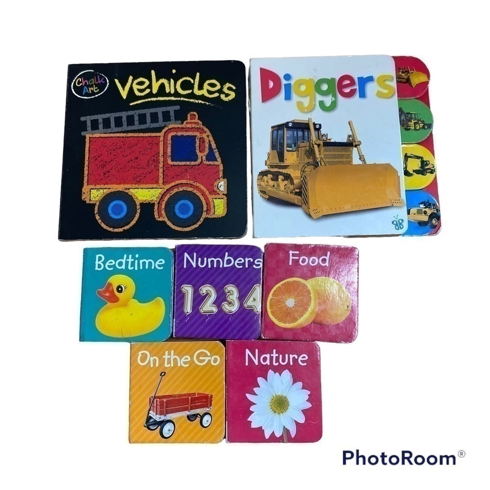 Children’s Hardcover Board Book Bundle Montessori Vehicles Diggere Bedtime